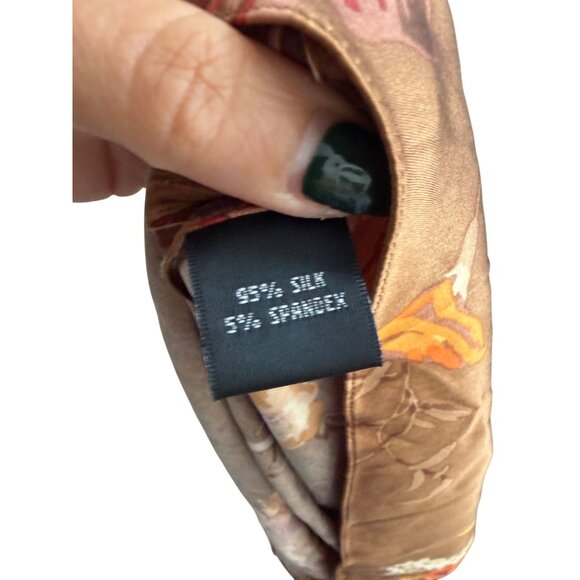 ELLEN TRACY Brown Floral Silk Blend Top Size 12 - Picture 2 of 10